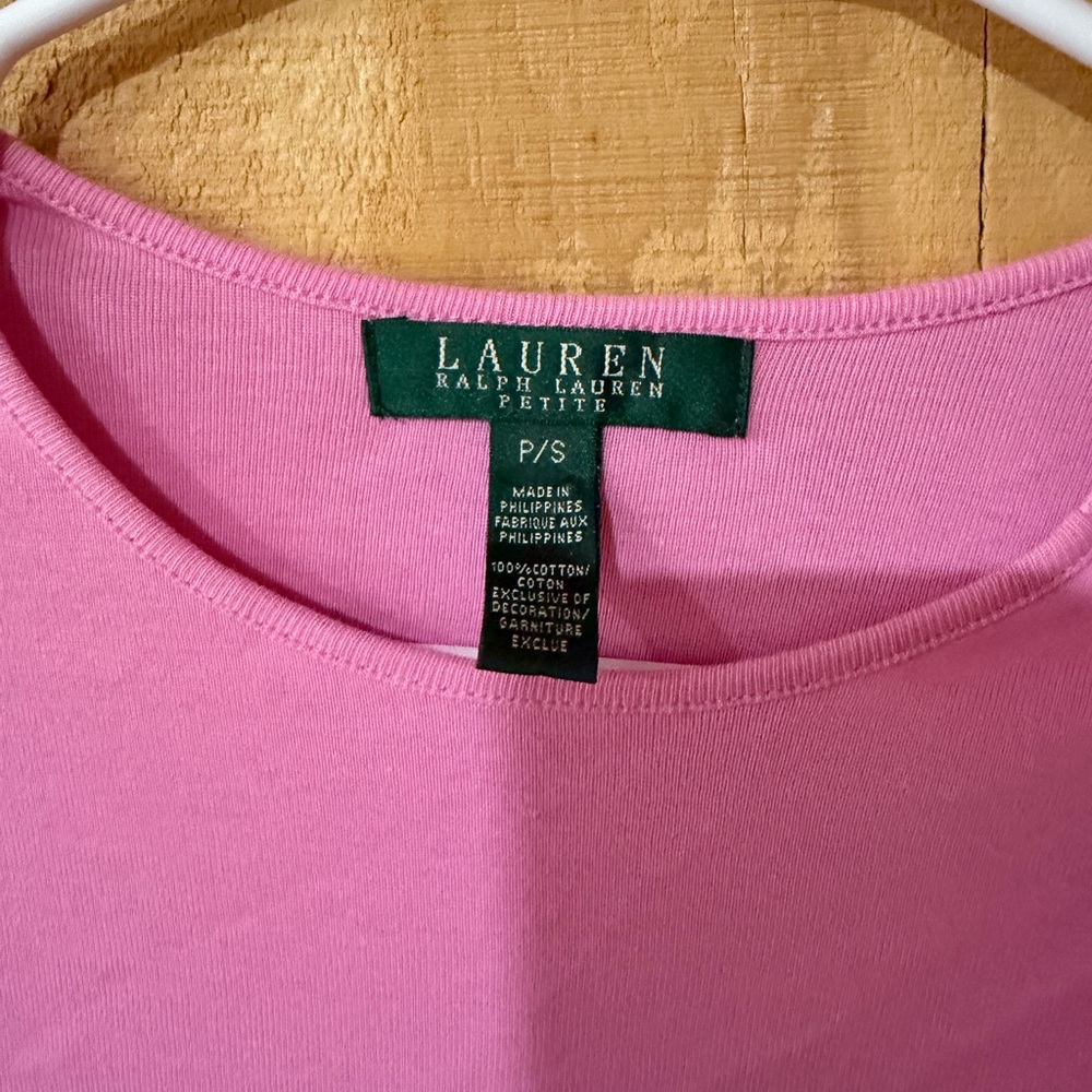 Ralph Lauren Light Pink Lace-Up Short Sleeve Tee - Picture 4 of 6